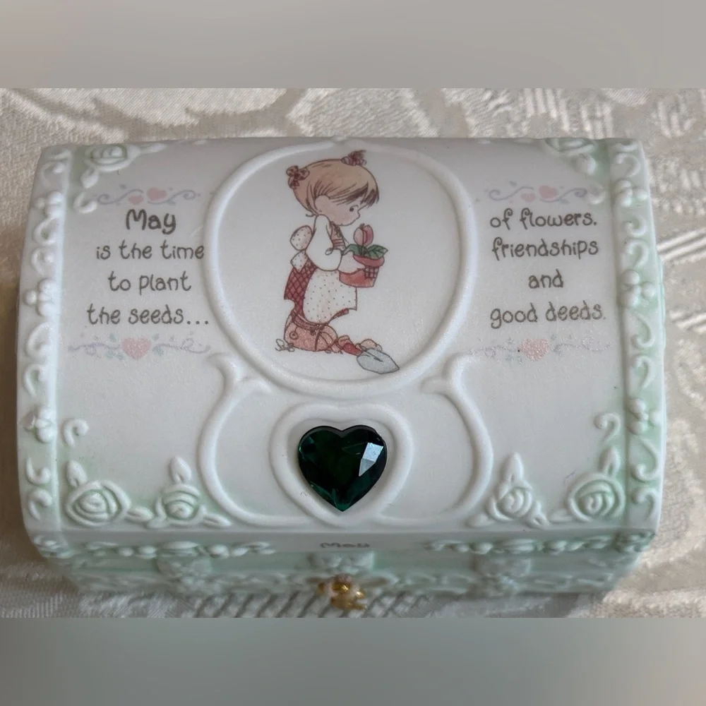 Vintage Enesco Precious Moments May Birthday Trinket Box and Frame- Set of Two - Picture 3 of 11